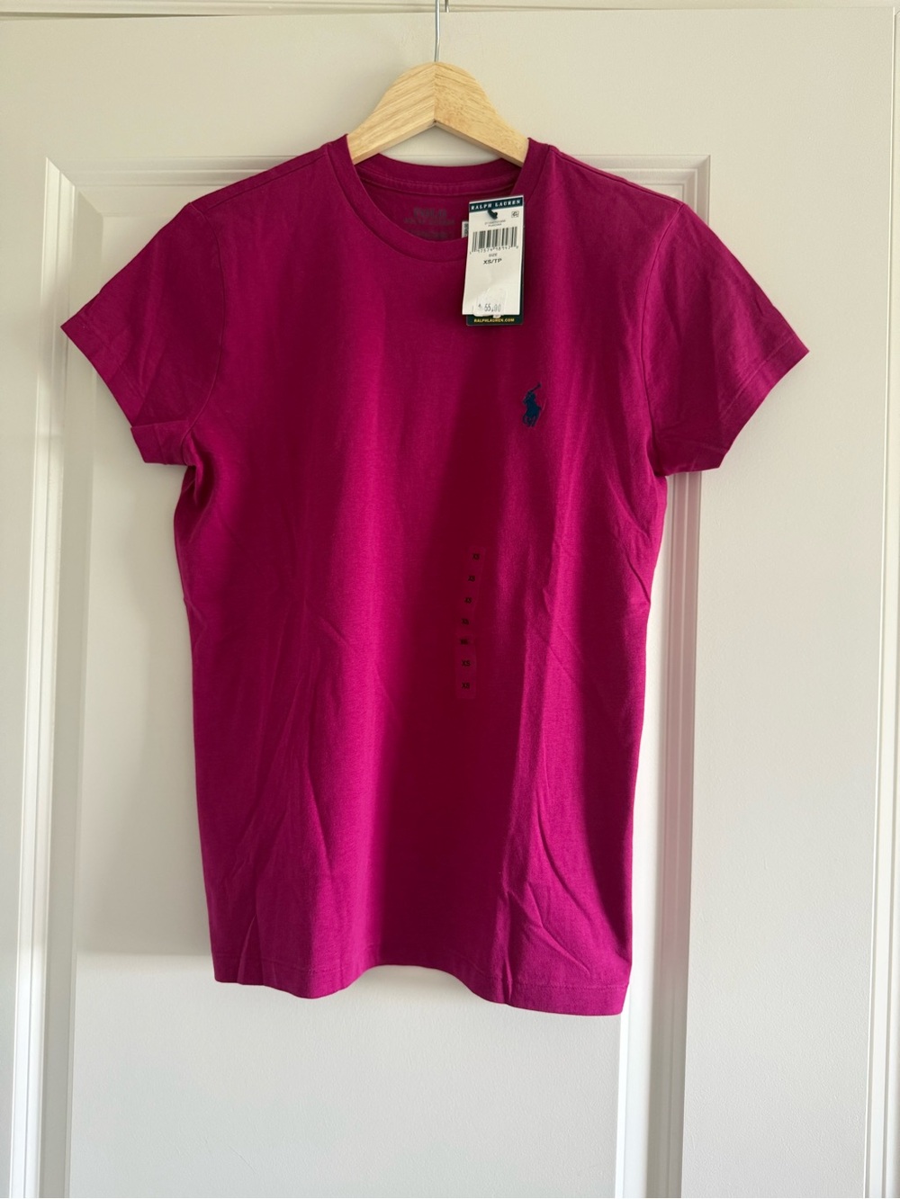 New Polo Ralph Lauren Women Crewneck T Shirt Pink Pony Logo Cotton XS NWT